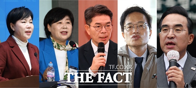 내년 6·3 지방선거 서울시장 출마를 선언했거나 출마가 유력시되는 인사들. 왼쪽부터 더불어민주당 전현희 의원, 서영교 의원, 정원오 서울 성동구청장, 박주민 의원, 박홍근 의원. /뉴시스