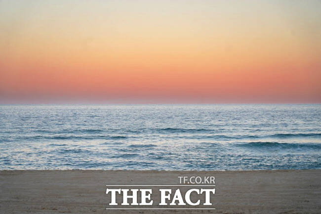 왕피천에서 바라본 노을진 울진바다. /울진군