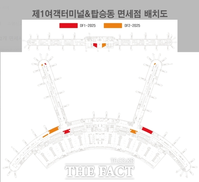 인천공항 제1여객터미널 면세점 입찰사업권 배치도/인천공항공사