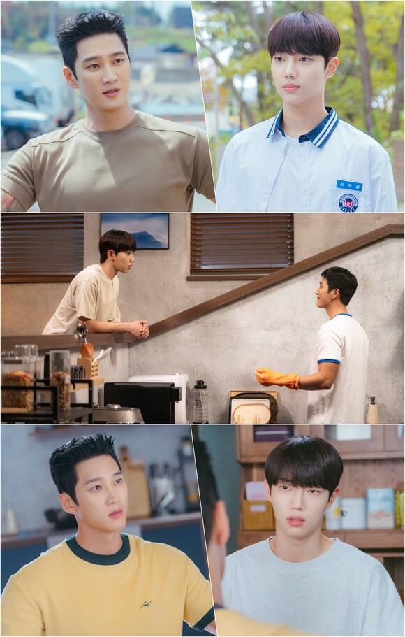 tvN 새 월화드라마 '스프링 피버' 제작진은 배우 안보현과 조준영의 케미를 담은 스틸을 공개했다. /tvN