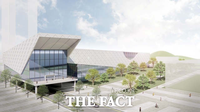 구미시 산동 확장단지에 들어설 다목적체육관(수영장) 조감도. 구미시는 총사업비 534억 원을 들여 지하 1층~지상 3층 규모로 조성해 수영과 아쿠아로빅 등 다양한 프로그램을 운영할 예정이다. /구미시