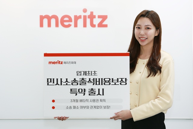 메리츠화재가 민사소송 절차 중 발생한 출석비용을 보장하는 '민사소송출석비용보장(상고심 제외)' 특약을 출시했다. /메리츠화재