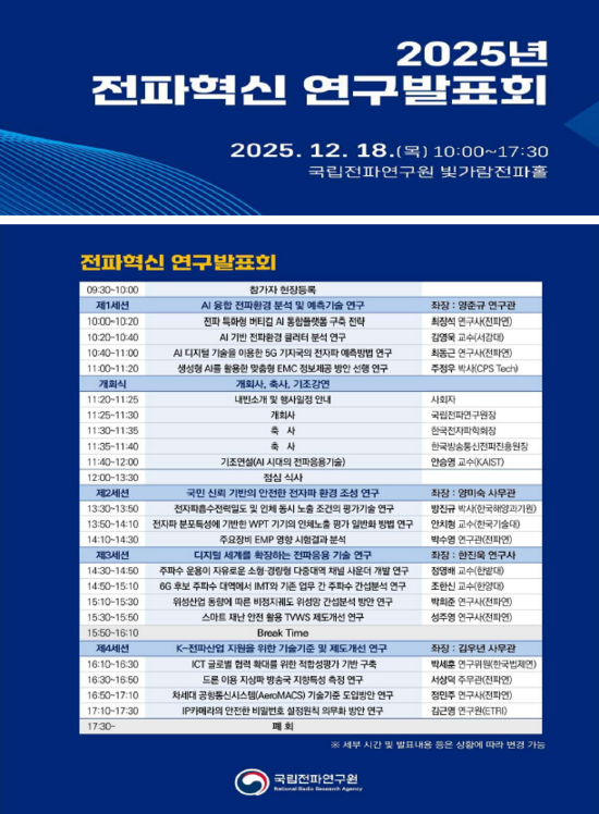 과학기술정보통신부 국립전파연구원이 전남 나주시 빛가람전파홀에서 '2025 전파혁신 연구발표회'를 개최했다. /국립전파연구원