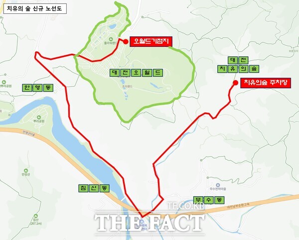 대전 시내버스 55번 노선도. /대전시