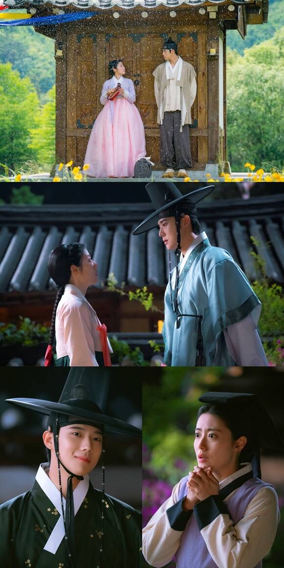 KBS2 새 토일 미니시리즈 '은애하는 도적님아'에 출연하는 배우 남지현(맨 위 왼쪽)과 문상민의 스틸이 공개됐다. /KBS2