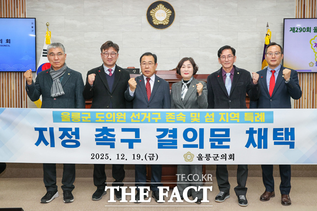 울릉군의회가 19일 도의원 선거구 존속 및 섬 지역 특례 지정 촉구 결의문을 채택했다. /울릉군의회