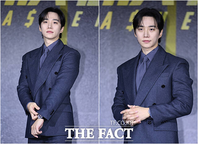 배우 이준호가 22일 오전 서울 강남구 웨스틴 서울 파르나스에서 열린 넷플릭스 새 시리즈 '캐셔로' 제작발표회에 참석해 포즈를 취하고 있다. /박헌우 기자