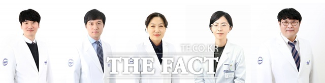 경상국립대학교병원이 극희귀질환 등 산정특례 진단요양기관으로 지정돼 내년 1월부터 극희귀질환 등 산정특례 등록 신청 업무를 수행한다. 왼쪽부터 김성재, 김영수, 박정랑, 염정숙, 천윤홍 교수 /경상국립대학교병원