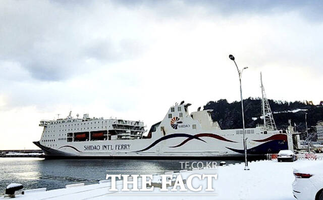 울릉항에 정박해 있는 울릉크루즈 뉴시다오펄호. /더팩트 DB