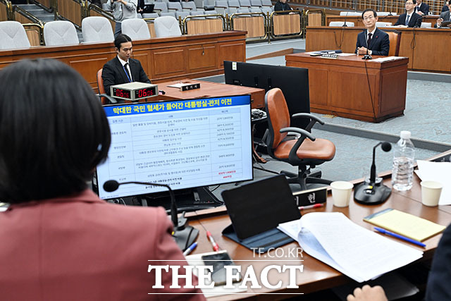 인사청문회에서 의원 질의에 답하는 김호철 감사원장 후보자.