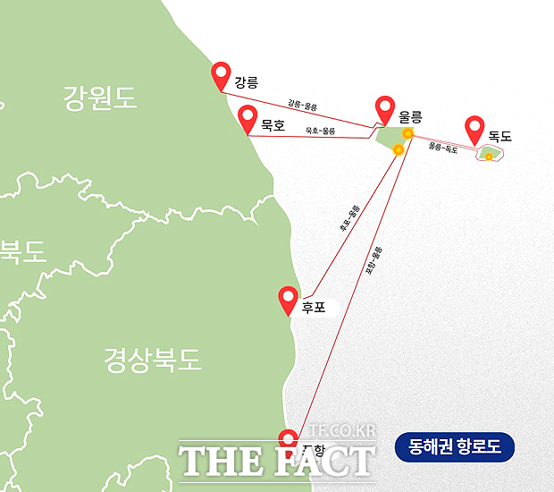 한국해양교통안전공단(KOMSA) 내일의 운항예보 플러스 동해권 항로도. /한국해양교통안전공단