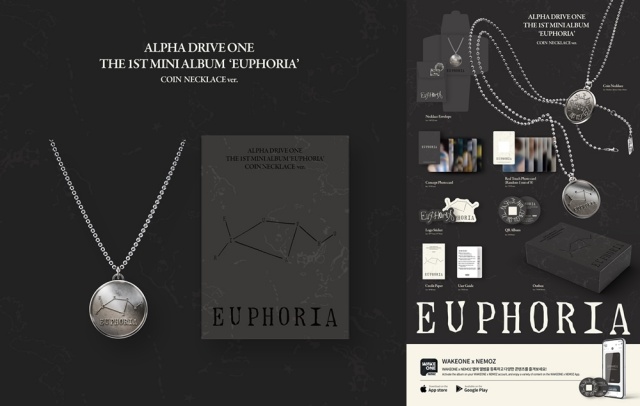알파드라이브원이 미니 1집 'EUPHORIA'의 'COIN NECKLACE' 버전 앨범 이미지를 공개했다. /웨이크
