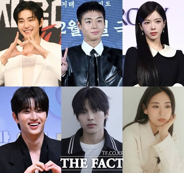 <더팩트>가 선정한 2026년도 주목해야 하는 배우 김재영 박지훈 노정의 이이담 박윤호 김재원(왼쪽 위부터 시계방향)이 어떤 활약을 펼칠지 기대가 모인다. /더팩트 DB, 각 소속사