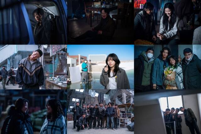 웨이브 오리지널 '콘크리트 마켓'이 촬영 비하인드 스틸을 공개했다. /웨이브