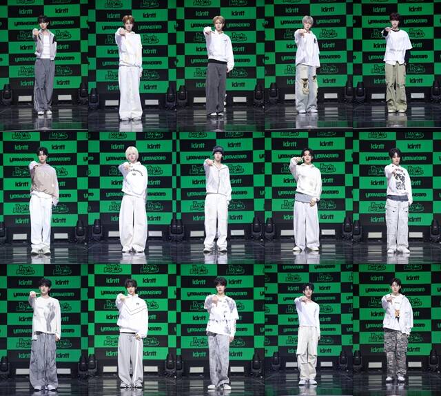 그룹 아이덴티티의 이환희 이청명 토와 김주호 남지운 한예준 최경빈 김성준 박누리 이규혁 황은수 김희주 최태인 이재영 김도훈(왼쪽 위부터 시계방향)이 5일 오후 서울 용산구 블루스퀘어 SOL트래블홀에서 열린 yesweare 발매기념 미디어 쇼케이스에 참석해 포즈를 취하고 있다./모드하우스