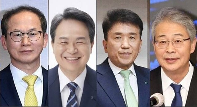 (왼쪽부터) 양종희 KB금융그룹 회장, 진옥동 신한금융그룹 회장, 함영주 하나금융그룹 회장, 임종룡 우리금융그룹 회장이 2026년 신년사를 통해 그룹 전략 방향을 제시했다. /더팩트 DB