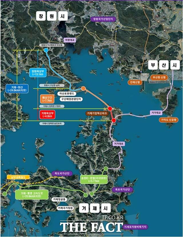 거제~마산(국도 5호선) 건설사업 위치도. /경남도