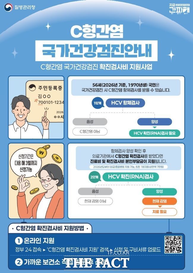 평택시 56세 C형간염 확진 검사비 종합병원까지 지원 확대 안내 포스터. /평택시