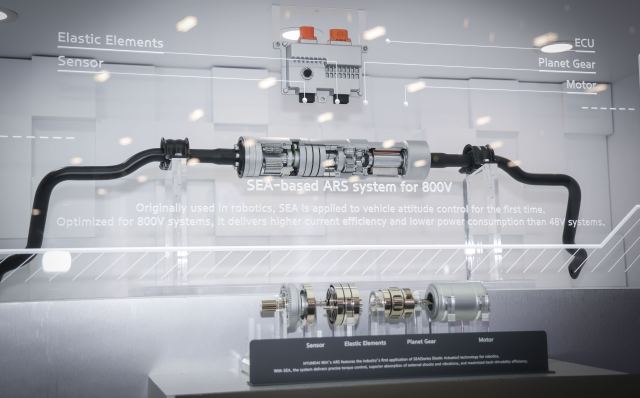 현대위아가 6일부터 9일까지(현지시각) 미국 라스베이거스에서 열리는 2026 국제전자제품박람회(CES 2026)에 전시한 ARS(Active Roll Stabilization) 모습. /현대위아