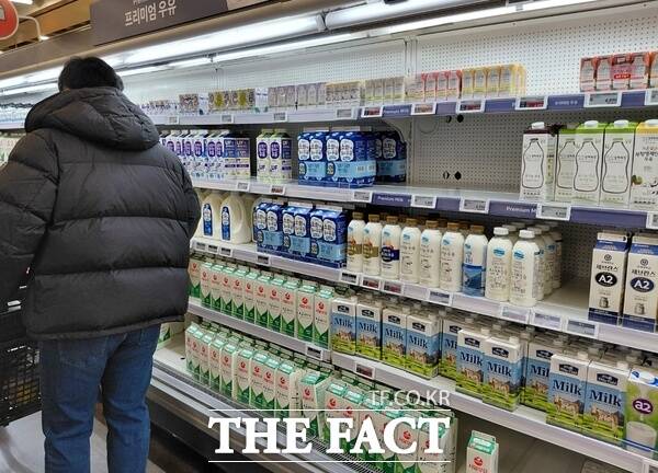 기업회생절차를 밟고 있는 홈플러스가 지난해 12월 기업형 슈퍼마켓(SSM) 분리 매각을 담은 회생계획안을 제출했다. 홈플러스는 최대주주인 MBK파트너스의 추가 지원책이 부재한 상황에서 유통산업발전법 대형마트 규제까지 온전히 떠안고 있다. 사진은 홈플러스 본점인 강서점 내 우유 매대 모습. 곳곳이 비어있다. /손원태 기자
