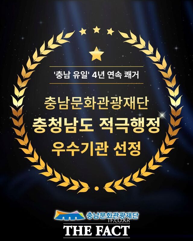 충남문화관광재단 적극행정 우수기관 인증 사진. /충남문화관광재단