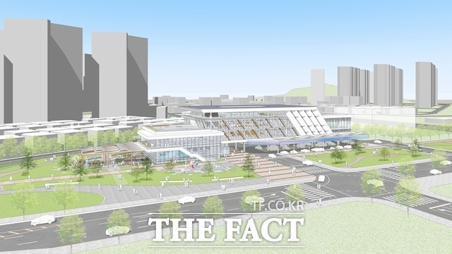 설계공모에 당선된 종합건축사사무소 창의 구지복합문화센터 조감도. /달성군