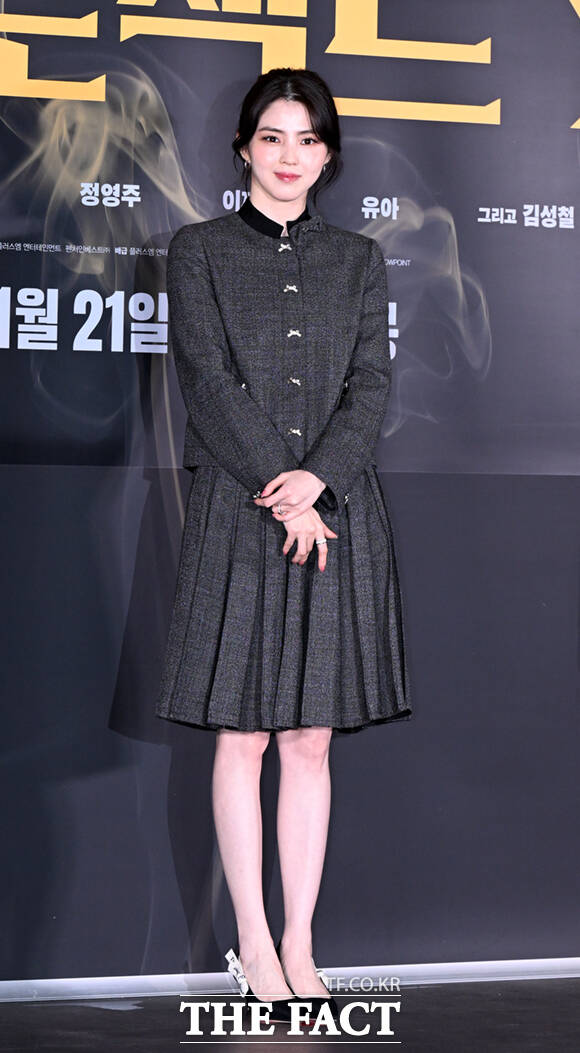 배우 정영주와 김신록, 한소희, 전종서, 김성철, 이재균, 유아(왼쪽부터)가 8일 오후 서울 송파구 롯데시네마 월드타워점에서 열린 영화 '프로젝트Y' 언론시사회 및 기자간담회에 참석해 포즈를 취하고 있다. /이새롬 기자