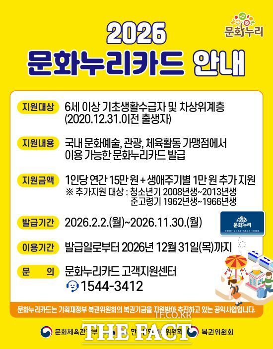 경기 양주시가 정부 정책에 따라 2026년부터 확대 시행하는 통합문화이용권(문화누리카드) 안내 포스터. /양주시