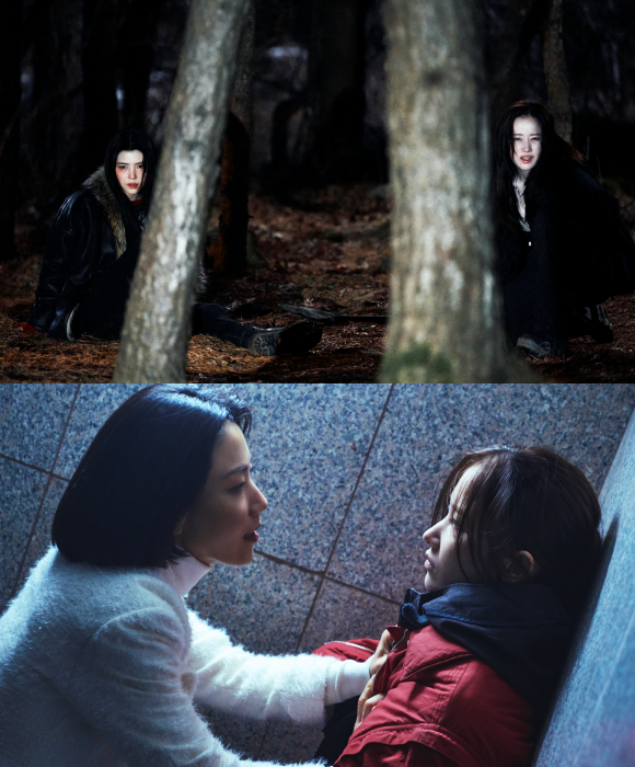 전종서(위쪽 사진의 오른쪽)는 한소희에 관해 