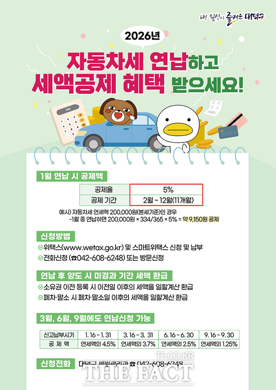2026년 대전시 대덕구 자동차세 연납 카드뉴스. /대전시 대덕구