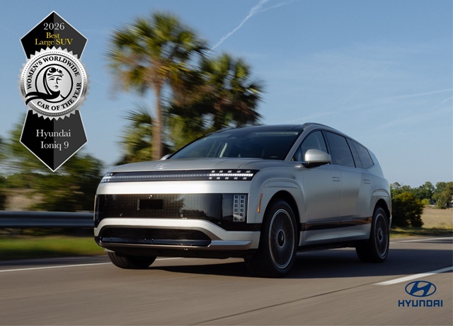현대자동차는 아이오닉 9이 2026 세계 여성 올해의 차(WWCOTY)에서 '최고의 대형 스포츠유틸리티차(SUV)' 부문을 수상했다고 14일 밝혔다. /현대차
