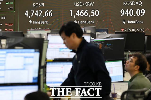 코스피가 사상 최고치 행진을 이어가고 있는 15일 오전 서울 중구 하나은행 딜링룸 전광판에 지수가 표시되고 있다. /서예원 기자