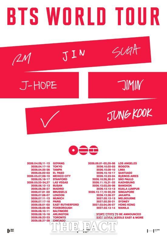 2026 BTS WORLD TOUR 홍보 포스터. /빅히트뮤직