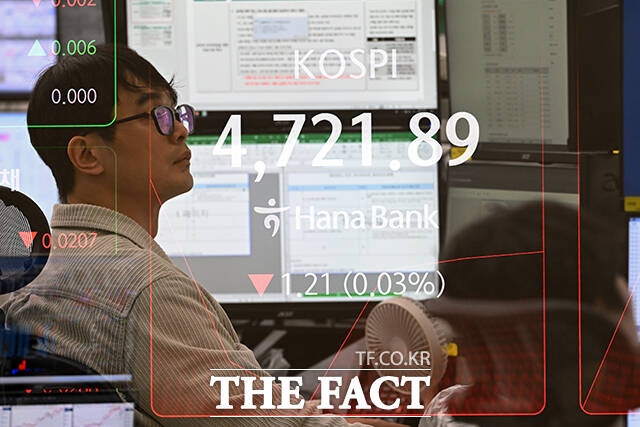 코스피가 사상 최고치 행진을 이어가고 있는 15일 오전 서울 중구 하나은행 딜링룸 전광판에 지수가 표시되고 있다. /서예원 기자