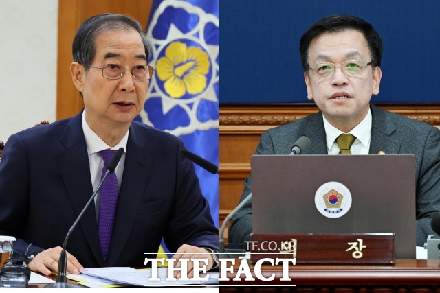 헌법재판관 미임명 및 졸속 지명 의혹을 받는 한덕수 전 국무총리(왼쪽)의 첫 공판이 내달 3일 열린다. 오른쪽은 최상목 전 경제부총리 겸 기획재정부 장관./더팩트 DB