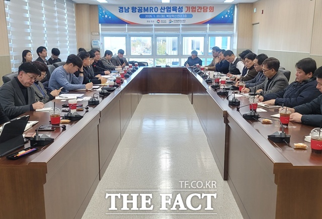 20일 진주복합혁신센터에서 경남 항공 MRO(유지·보수·정비) 산업 육성 기업간담회가 열리고 있다. /경남도