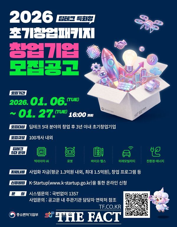 대전창조경제혁신센터가 2026년 초기창업패키지 사업의 일환으로 빅데이터·AI로봇 분야 유망 딥테크 초기 창업 기업을 모집한다. /대전창조경제혁신센터