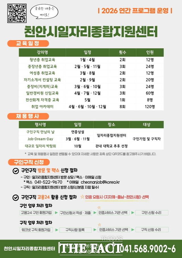 천안시 일자리종합지원센터 2026 연간 프로그램 운영 계획 /천안시