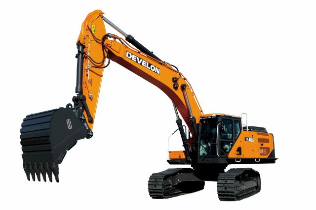 HD건설기계는 최근 경남 산청군 대형 석산에서 디벨론 DX400 1호기 인도식을 가졌다. HD건설기계 디벨론 40톤급 스마트 굴착기인 DX400. /HD건설기계