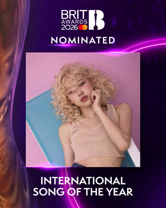 가수 로제의 APT.가 영국음반산업협회가 주관하는 제46회 브릿 어워드(The BRIT Awards 2026) 올해의 인터내셔널 송(International Song of the Year) 후보에 올랐다./더블랙레이블