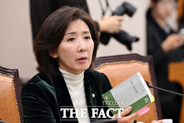 나경원 국민의힘 국회의원이 코스피 5000 달성을 두고 비판의 목소리를 높였다. /남용희 기자