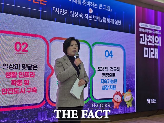 26일 오전 과천시청 1층에서 신계용 시장이 신년 기자회견을 하고 있다. /정일형 기자