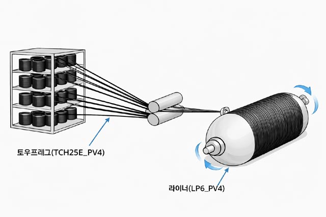 177L 수소 연료탱크 제조 공정에는 ‘드라이 와인딩’ 기법을 도입해 생산 효율을 극대화했다. /코오롱스페이스웍스