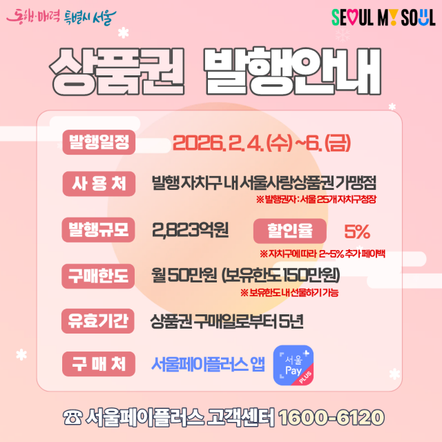 서울시가 총 3073억원 규모의 서울사랑상품권을 발행한다. /서울시