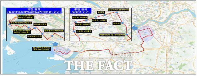 광역급행 M6464 버스 노선도. /인천시