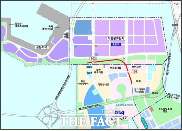 인천도시철도 1호선 연장 구간 노선도. /인천시