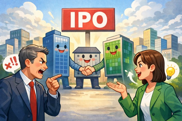 중복상장(모회사·자회사 동시 상장) 전면 금지를 두고 찬반 여론이 갈리는 분위기다. /챗GPT 생성 이미지