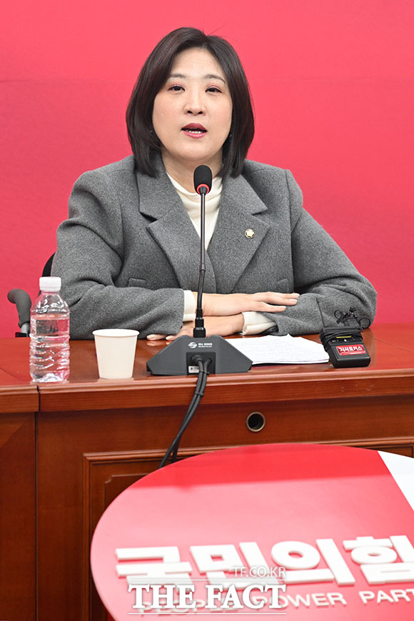 한동훈 전 대표 제명 확정에 대해 발표하는 최 수석대변인.