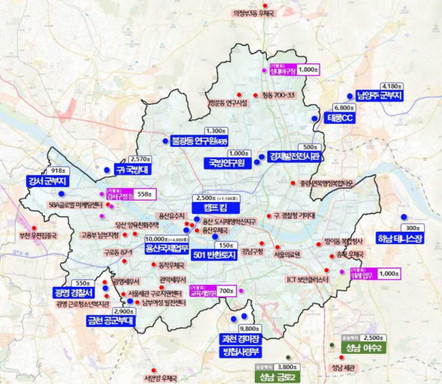 국토부는 수도권 도심 핵심 입지를 중심으로 6만가구를 공급하겠다고 밝혔는데 이중 용산업무지구 1만가구가 포함됐다. 국토부가 주택공급 후보지로 꼽은 곳중 규모가 가장 크다. /국토교통부