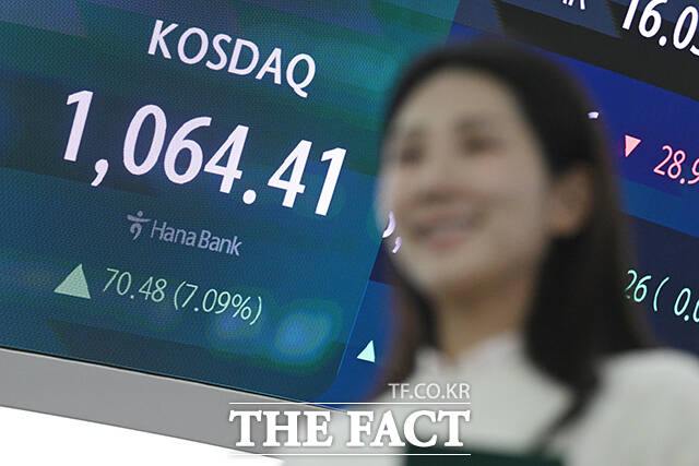 코스닥 지수가 천스닥(코스닥 지수 1000포인트) 고지를 넘어 랠리를 이어가면서 코스닥의 구조적 디스카운트를 해소해야 한다는 목소리도 높아지고 있다. 26일 오후 서울 중구 하나은행 본점 딜링룸에 코스피와 코스닥 종가 지수가 표시되고 있다. /서예원 기자